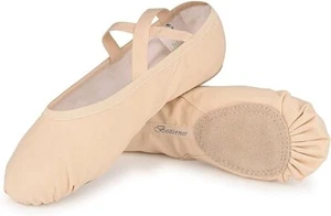 Bezioner Girls Canvas Ballet Shoes Slipper for Kids Women Yoga LT PINK 2 Big Kid - Picture 1 of 12