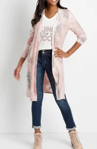 Maurices Women's Open Front Cardigan Sz L Long Duster Minimalist Tie Dye - Picture 1 of 6