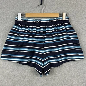 Scanlan Theodore Shorts Women's Size S/M High Waisted Blue Striped Pull On PJ's - Picture 1 of 7