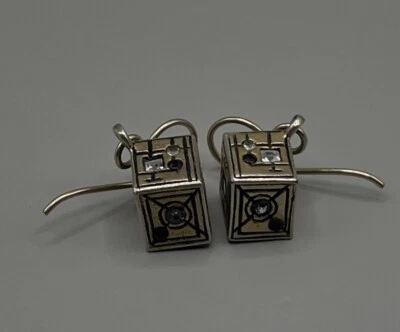 Patricia Locke Women’s Earrings Pierced Gold Plated Swarovski Crystals Dice 1” - Image 1 of 4