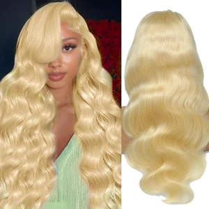 Wig Wigs Human Hair 613 Lace Front 13X6 Blonde 180 Density Hd Transparent Body - Picture 1 of 12