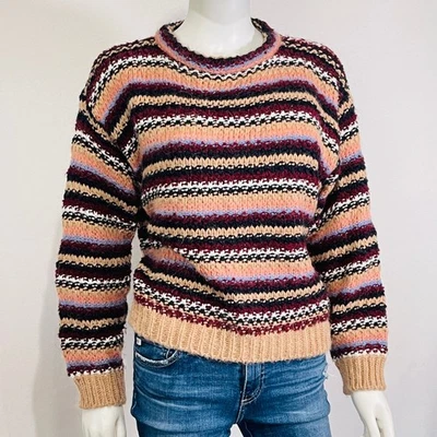 Suéter Anthropologie Elsamanda Grueso Tejido Mujer Grande Rayas Lana Alpaca Italia Foto 1 de 4