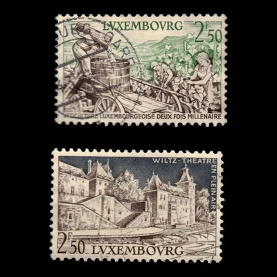 Luxembourg, Scott 344-345, Grape Growing, 1958, used, 111823 - Image 1 of 2