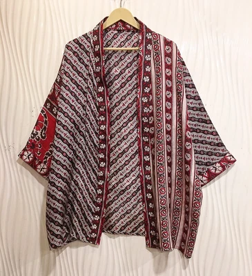 Jaqueta cardigã curta de seda pura quimono espanador capa roupão solto branco KMS3733 - Imagem 1 de 4