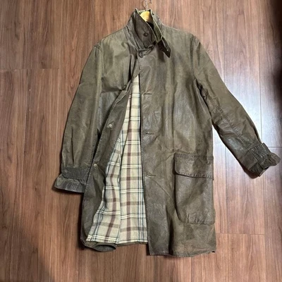 Double RL Oiled Cotton Trench Coat Check Lined Brown M Japan Made - Image 1 of 4