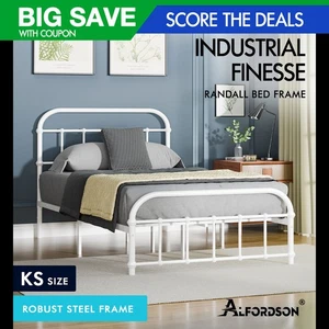 ALFORDSON Metal Bed Frame King Single Mattress Base Industrial Platform White - Picture 1 of 12