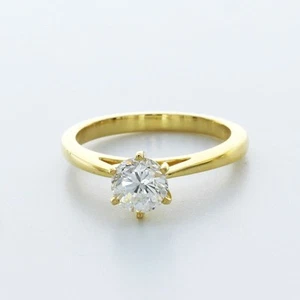 1.0CT Lab-Created Diamond D/VS1 Round Cut 14K Yellow Gold Classic Solitaire Ring - Picture 1 of 4
