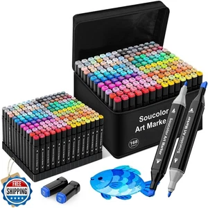 Soucolor 168-Color Alcohol Markers Set with Holders, Dual Tips, Stand Bundle - Picture 1 of 5