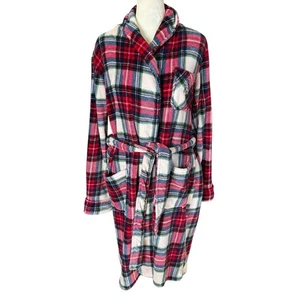 Lauren Ralph Lauren multicolored plaid long sleeve collared long bath robe small - Picture 1 of 9
