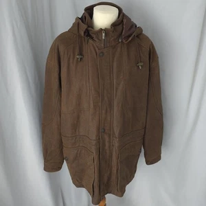 VTG Adventure Bound By Wilsons Mens Genuine Leather Long Jacket XXL Brown 90s - Picture 1 of 22