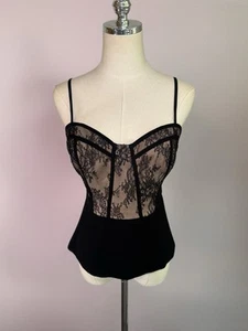 BCBG Maxazria Black Lace Tan Corset Bustier Top Sexy Goth Medium Whimsical Hot!! - Picture 1 of 18