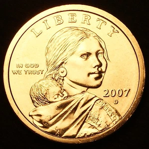 Dólar Sacagawea 2007 D ~ con águila en reverso de vuelo ~ BU de rollo como nuevo de EE. UU. - Imagen 1 de 2