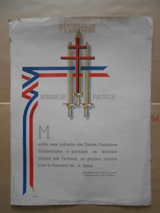 Large medal FREE FRENCH MEDAL award citation FFI blank unissued original - Picture 1 of 5