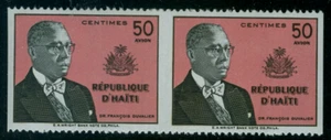 Haiti 1958, 50c Duvalier pair, IMPERFORATE vertically, mint NH, #C126 - Picture 1 of 1