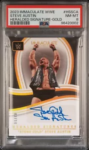 PSA 8 NM-MT 2023 Immaculate WWE Stone Cold Steve Austin Gold Auto /10 - Picture 1 of 2