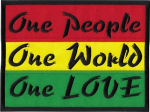 Back Patch - One People World Love Rastafarian Reggae 9.38" Large Iron On #57041 - Picture 1 of 1