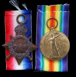 1914-15 Star & Victory Medal Pair Sgt Handford Hanford, Buffs East Kent Regiment - Picture 1 of 3