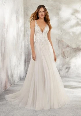 MoriLee Size 8 Ivory/Rose A-Line Ballgown Embroidered Bodice Style #5681 Leonita - Image 1 of 4
