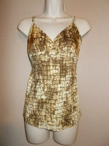 Kenneth Cole Reaction Womens Size M Gold & Brown Cami Adjustable Straps Slinky - Picture 1 of 5