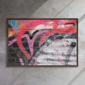 Grunge graffiti on brick wall-36x24-Framed Canvas Print - Picture 1 of 1