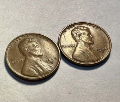 1936-D  & 1936-S Lincoln Wheat 1c Higher Grade Circulated Duo ~ Nice! ~ S74 - Image 1 of 4