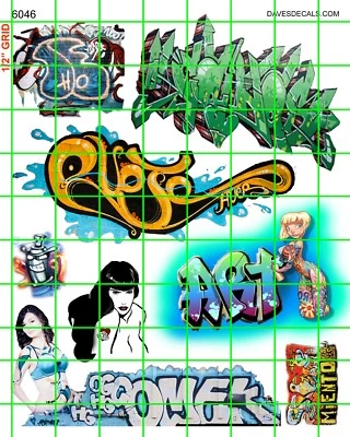 6046 DAVE'S DECALS BOXCAR WOMEN GIRLS WALL GRAFFITI COLORFUL HO SCALE 1:87 - Image 1 of 4