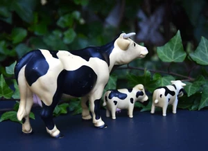 Kuh mit 2 Kälbern FAMILIE Vintage Zelluloid Kunststoff USA gelagert GUT Spielzeug Holstein schön - Bild 1 von 14