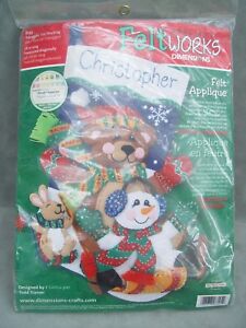 Felt Applique Christmas Stocking Kit 18" Dimensions I Just Love the Little Bunny
