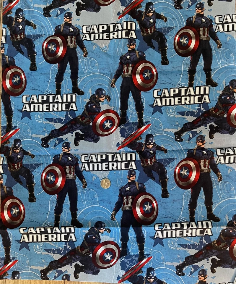 MARVEL AVENGERS CAPTAIN AMERICA THE FIRST AVENGER 100% COTTON FABRIC 26" PIECE - Image 1 of 1