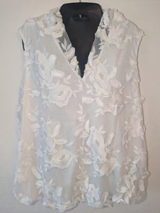 Liz Claiborne Career Women's XL White Estate Romance Collection Lined Lacey Tank - Picture 1 of 2