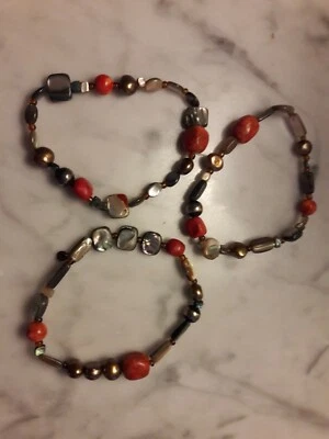 New SILPADA Abalone Shell, Sponge Coral, Freshwater Pearl, 3 Bracelets B1695/Box - Image 1 of 4