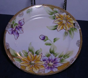 Vintage 1940s Nippon Hand Painted Flowered dish- gold trim - Picture 1 of 5