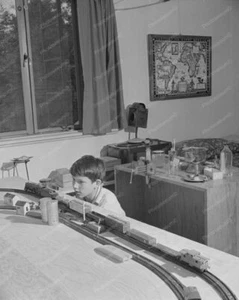 Small Boy With Model Train Vintage 8x10 Reprint Of Old Photo - Picture 1 of 1