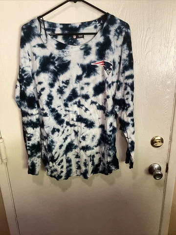 NE patriots Women's Size L Blue Tie Dye Long Sleeve T-Shirt NFL  NWT 830 Cover