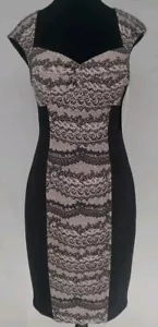 Größe 6 Boston Proper zweifarbig schwarz elfenbein Mini Bodycon Bleistiftkleid Kunstspitze - Bild 1 von 8
