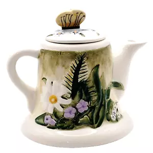 Tea for One Teapot World Market MWW with Butterfly Handle Lid Ceramic Decorative - Picture 1 of 24