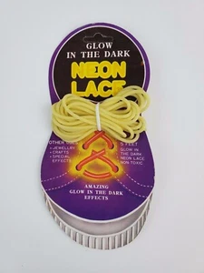 Vintage NOS Pair of Glow in the Dark Neon Shoe Yellow Pasta Color / Green Glow - Picture 1 of 4