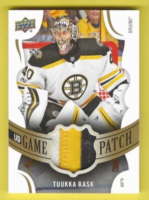 2018-19 Upper Deck UD Game Patch Tuukka Rask /15 (3 color with stitching) - Image 1 of 2
