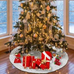 Weihnachtsbaum Rock Plüsch Kunstfell Matte Home Xmas Bodenbezug Ornament für Party - Bild 1 von 17