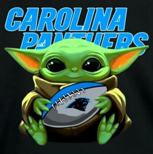 (2) Carolina Panthers Baby Yoda Waterproof Vinyl Stickers 4x4 Decals - Picture 1 of 1
