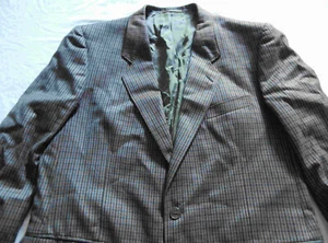 Plaid Pure Wool Gray Suit Coat Blazer Jacket - 54 Regular Jaegar UK Vintage - Picture 1 of 7