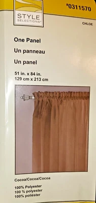 Lot of 2 Style Selections CHLOE Sheer Curtain Drape Panel Cocoa Brown  NEW - Image 1 of 4
