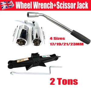 Universal Scissor 2 Ton Car Lift Jack 17-23mm + Extendable Brace Wrench Wheel UK - Picture 1 of 12