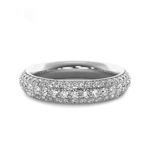 1.65 CT F/VS1 Pave Set Round Cut Lab Grown Diamond Eternity Ring 14k White Gold - Picture 1 of 3