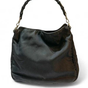【 DDP】GUCCI Bambus 2-Wege Handtasche Schultertasche Riemen Nylon Schwarz Damen Authentisch - Bild 1 von 16