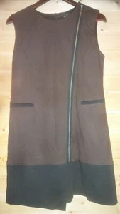 RITVA FALLA VISKOSEMISCHUNG BRAUN/SCHWARZ ÄRMELLOSES KLEID MIT REISSVERSCHLÜSSEN GRÖSSE 38 GEBRAUCHT, IN EINWANDFREIEM ZUSTAND  - Bild 1 von 5