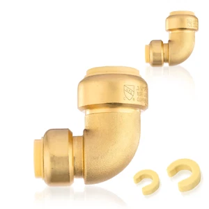 EFIELD (2 to100 Pack) 3/4"×1/2"Push Fit Elbow With Clip Brass Fittings Lead Free - Picture 1 of 6