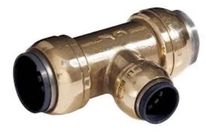 SharkBite 35mm x 35mm x 15mm reduced branch tee push fit brass water SB03353515E - Picture 1 of 3