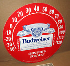 THIS BUD'S FOR YOU - Budweiser Beer - MADE USA -12"- BUD - THERMOMETER FACE SIGN