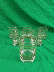 6 Old Fashioned Rocks MCM 12 OZ Gold Pinstripe Glass 4 1/8” - Picture 1 of 11